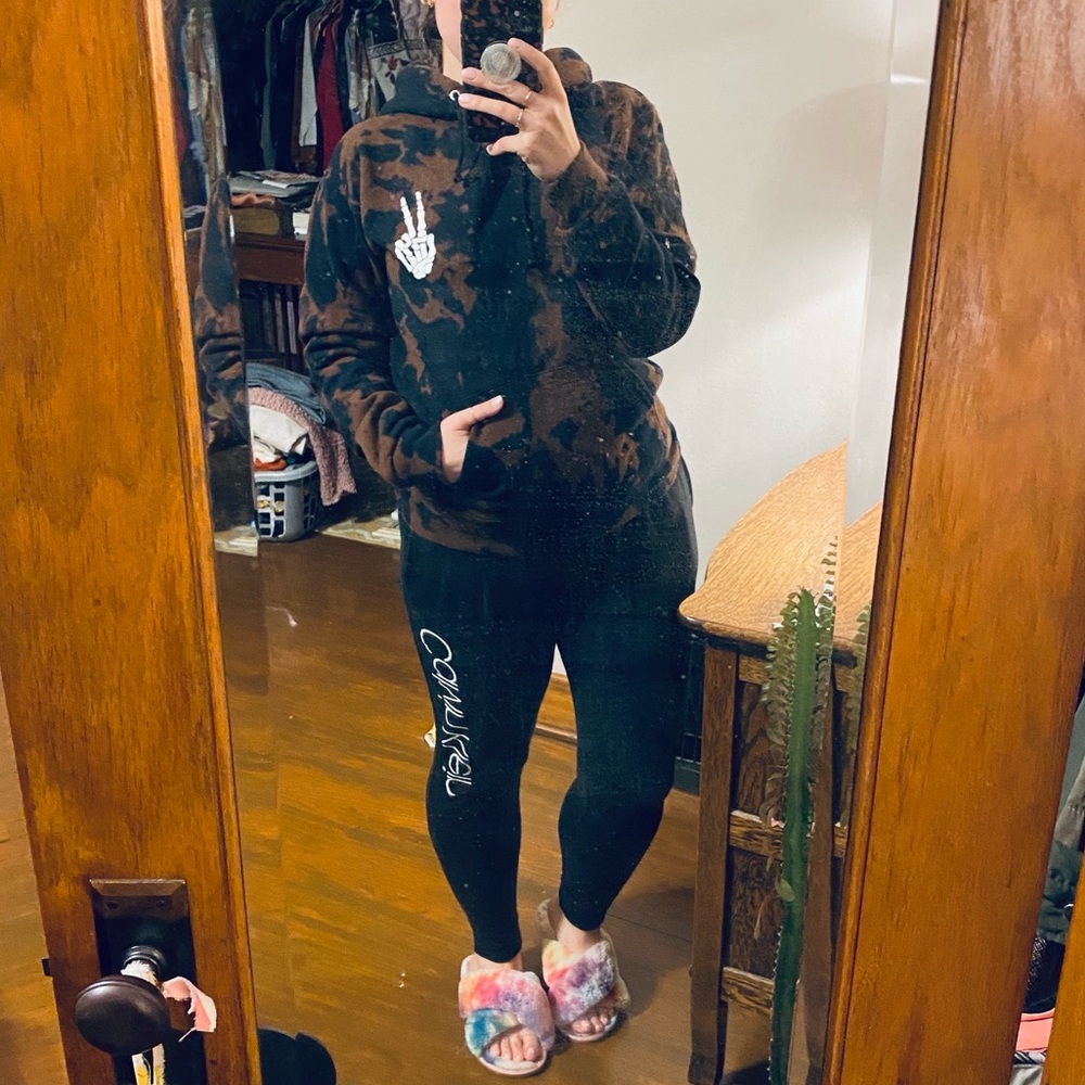 Brown and Black Women's Hoodie